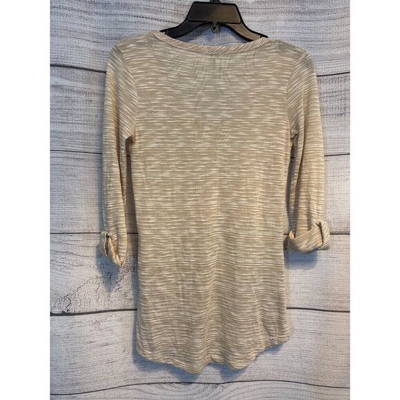 Splendid Small Beige Striped 3/4 Sleeve Henley Top Size S - Picture 3 of 3